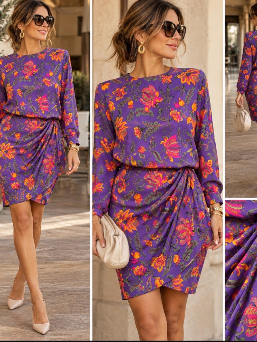 🔥STUNNING VINTAGE 80’s SILK GILLIAN Floral Dress Sz 12 Price Firm!